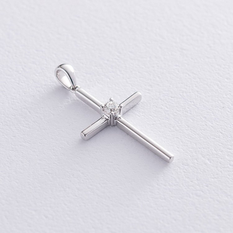 Золотий хрестик з діамантом пб0225ri від ювелірного магазину Онікс