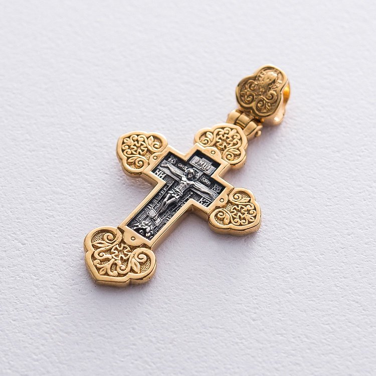 Срібний хрест "Розп'яття Христове. Ангел Хранитель" 132961 від ювелірного магазину Онікс