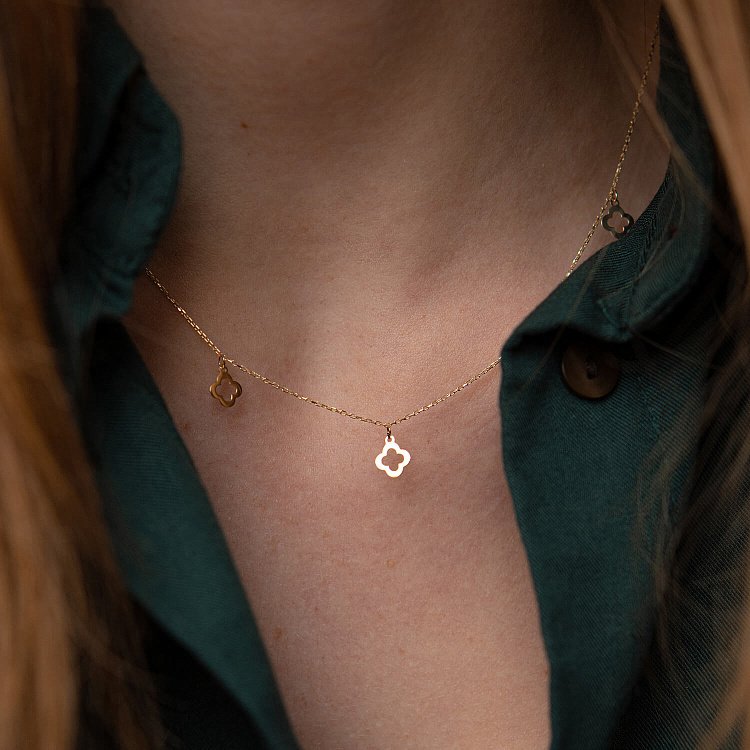 Кольє "Конюшина" у жовтому золоті кол02170 від ювелірного магазину Онікс - 3