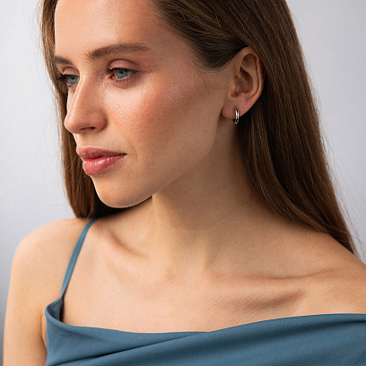 Серьги - кольца "Milley" в белом золоте с08881 №2