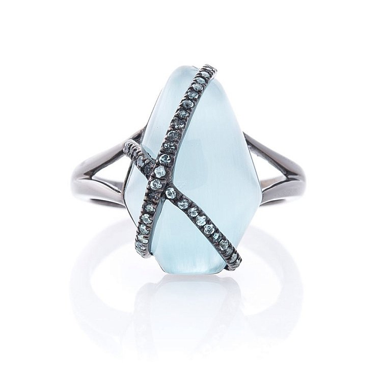 Срібна каблучка (ім.улексит,фіаніт) 112102 Срібна каблучка (ім.улексит,фіаніт) 112102 від ювелірного магазину Онікс