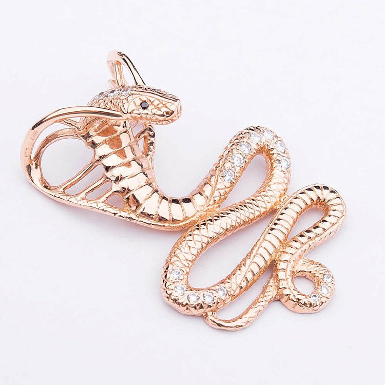 Золота підвіска "Змія" з фіанітами п01192 від ювелірного магазину Онікс