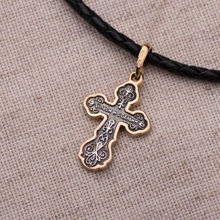 Серебряный крестик "Распятие. Спаси и Сохрани" 131800 от ювелирного магазина Оникс - 3