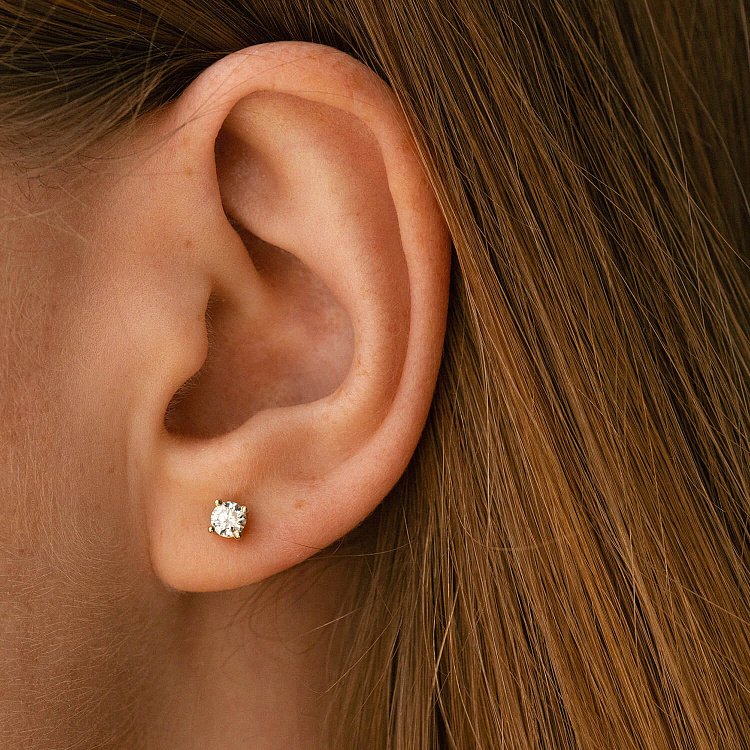 Серьги - пусеты с бриллиантами (желтое золото) 331393121 от ювелирного магазина Оникс - 3