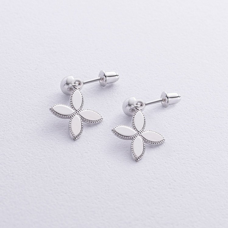 Серьги - пусеты "Клевер" в серебре 122878 от ювелирного магазина Оникс - 3