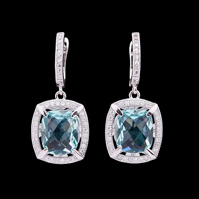 Сережки з блакитними фіанітами с25 №3