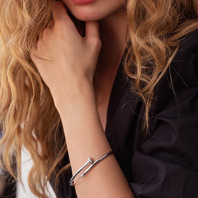 Жесткий золотой браслет "Гвоздь" (бриллианты) бб0032 №2