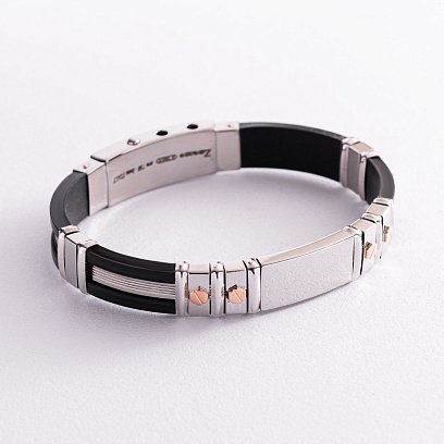 Каучуковый браслет со вставками из серебра и золота ZANCAN EXB479R-N №3