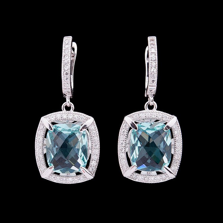 Сережки з блакитними фіанітами с25 від ювелірного магазину Онікс - 2