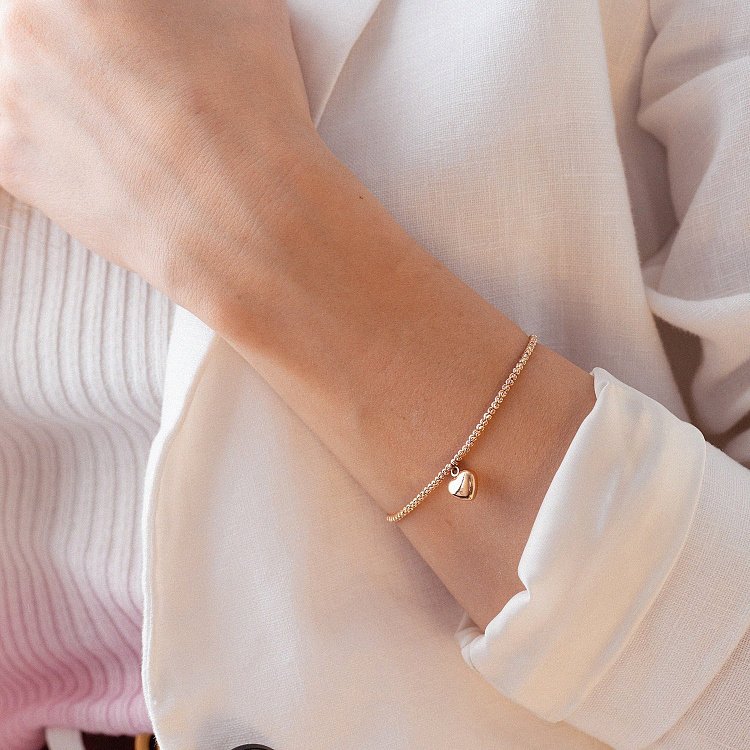 Золотой браслет "Сердечко" б03106 от ювелирного магазина Оникс - 5