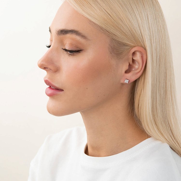 Золоті сережки - пусети з діамантами сб0090cha від ювелірного магазину Онікс - 2