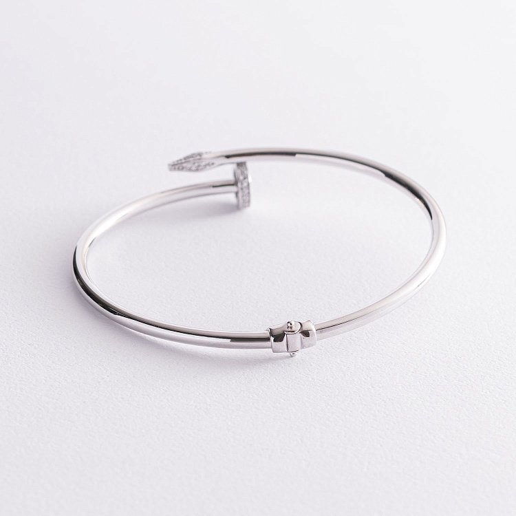 Золотий браслет "Цвях" з фіанітами б02096 від ювелірного магазину Онікс - 2