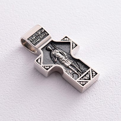 Срібний православний хрест "Спас Нерукотворний. Святитель Миколай Чудотворець. Георгій Переможець" 133229 №2