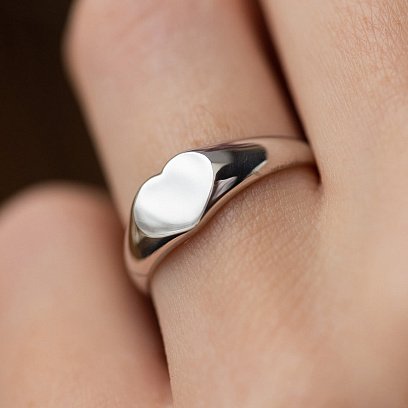 Серебряная печатка "Сердечко" (возможна гравировка) 7090 №4