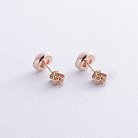 Золотые серьги - пусеты (розовый опал, бриллианты) сб0525sc от ювелирного магазина Оникс - 2