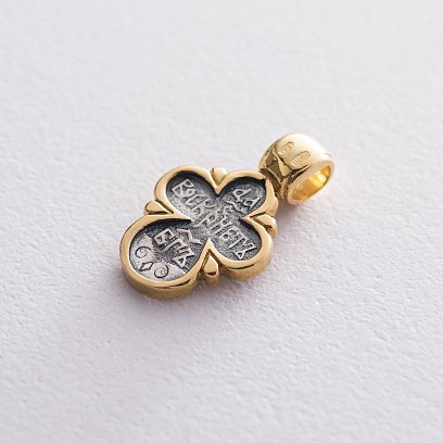 Срібний дитячий хрестик "Так Воскресне Бог" з позолотою 13692 №5