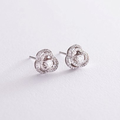 Золоті сережки - трансформери "Квіточки" з діамантами с253