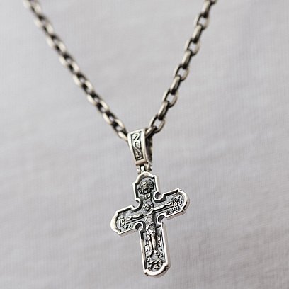 Срібний хрестик з розп'яттям 132712 №4