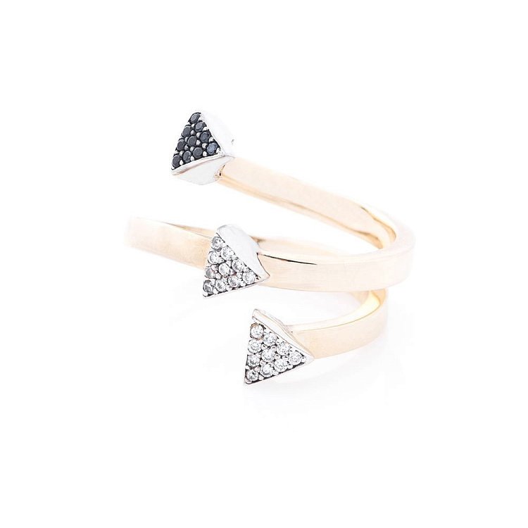 Золота каблучка з фіанітами "Стріли" к05377 від ювелірного магазину Онікс