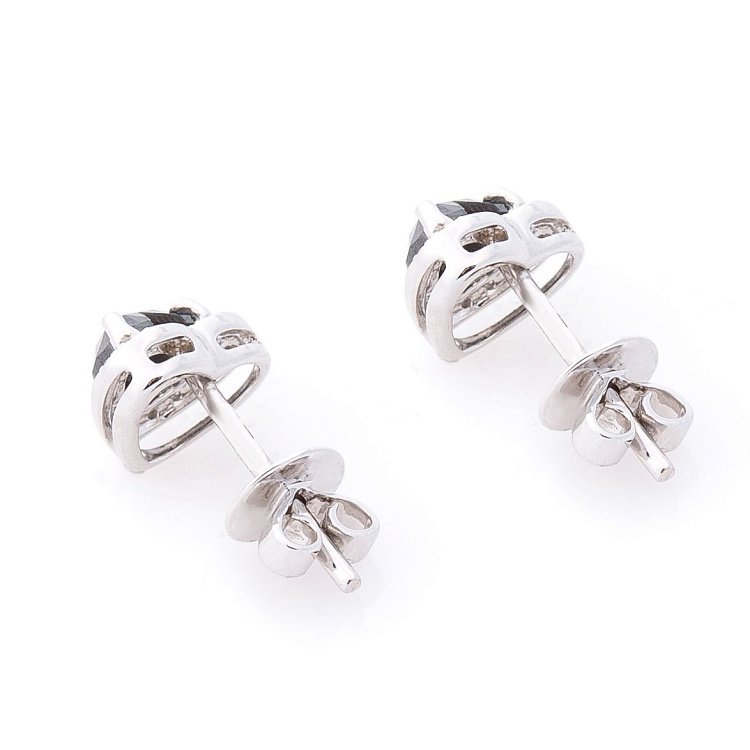 Золотые серьги-пусеты "Сердечки" с бриллиантами сб0182aj от ювелирного магазина Оникс - 2