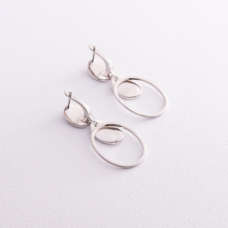 Срібні сережки "Овальні" 123253 від ювелірного магазину Онікс - 2