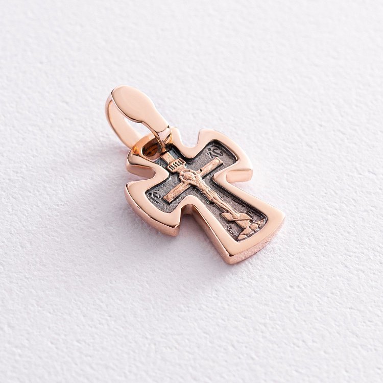 Православний золотий хрест "Спаси і збережи" п02889 від ювелірного магазину Онікс