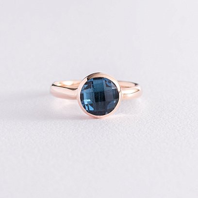 Золотое кольцо (синий фианит) к06835