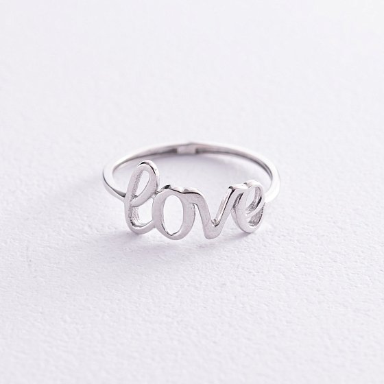 Кольцо "Love" в белом золоте к07094 №4