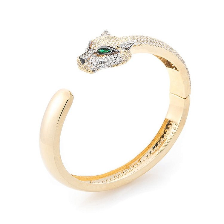 Золотий браслет "Пантера" з фіанітами б03205 від ювелірного магазину Онікс