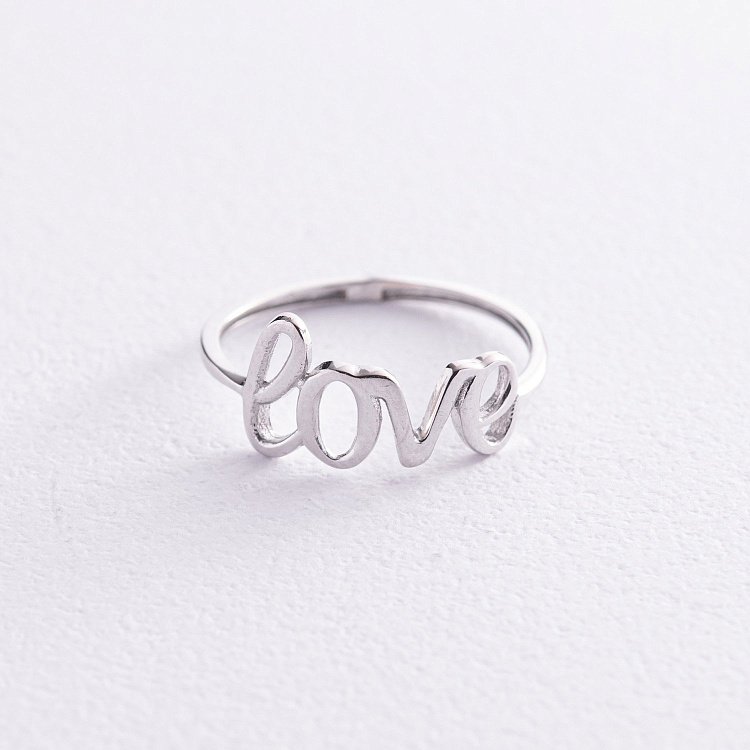 Кольцо "Love" в белом золоте к07094 - 3 Кольцо "Love" в белом золоте к07094 от ювелирного магазина Оникс - 3