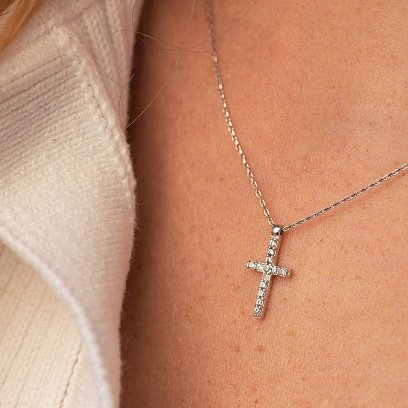 Золоте кольє з хрестиком (фіаніт) кол00862 №3