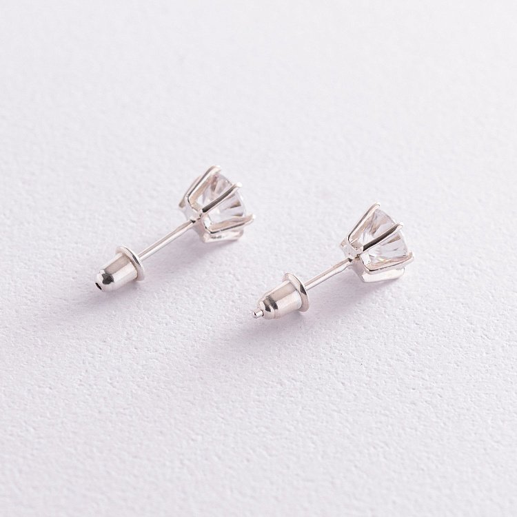 Срібні сережки - пусети (фіаніти) 121871 від ювелірного магазину Онікс - 2