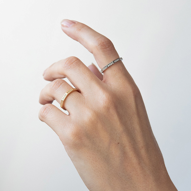 Кольцо "Далия" в желтом золоте (фианиты) к08054 от ювелирного магазина Оникс - 1