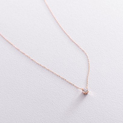 Золотое колье с фианитом кол01489 №2