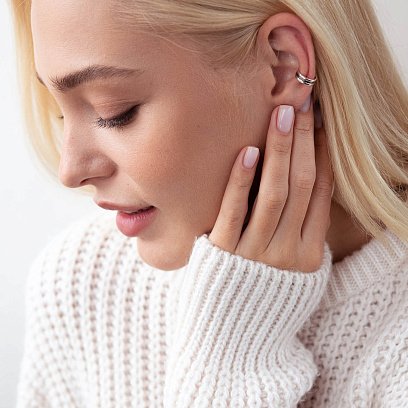 Срібна сережка - каффа "Лінії" 123109 №5