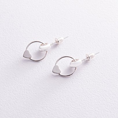 Срібні сережки - пусети "Сердечки" 123199 №5