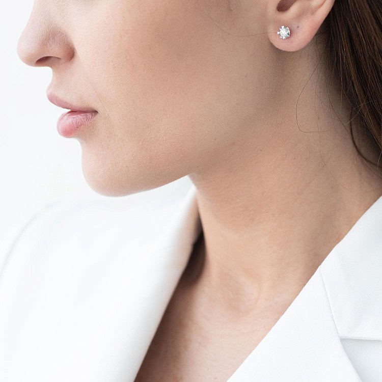 Золоті сережки - пусети (діаманти) сб0037cha від ювелірного магазину Онікс - 1