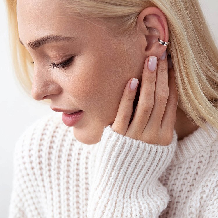 Срібна сережка - каффа "Лінії" 123109 від ювелірного магазину Онікс - 4