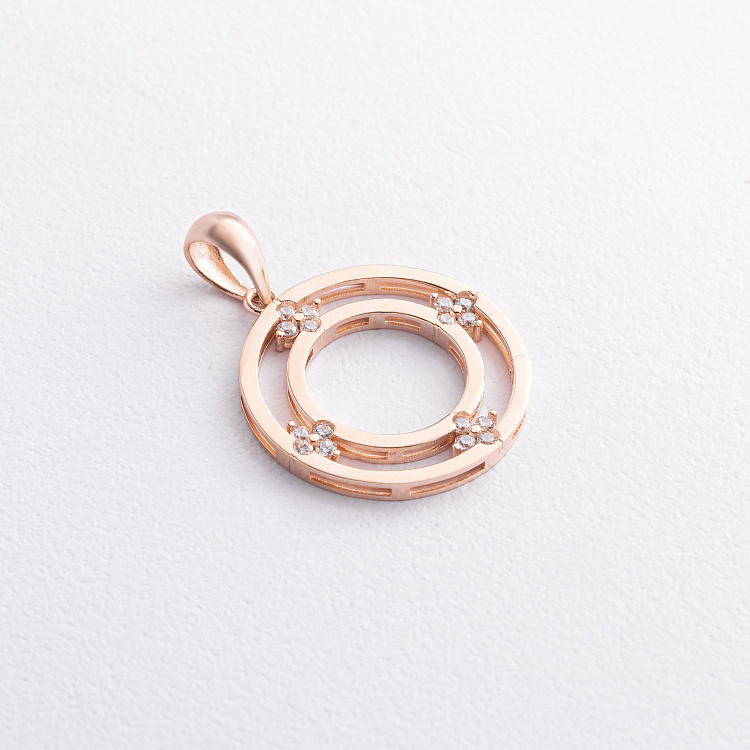 Золотой кулон "Клевер" с фианитами п04069 от ювелирного магазина Оникс