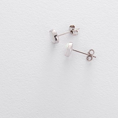 Золоті сережки-пусети "Сяйво" (синт. опал) 5 мм с05476 №2