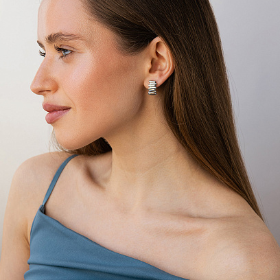 Серьги "Agnes" в белом золоте с09716 №2