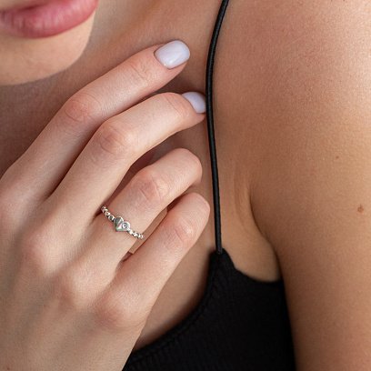 Срібна каблучка "Сердечко" з фіанітом 112275 №3