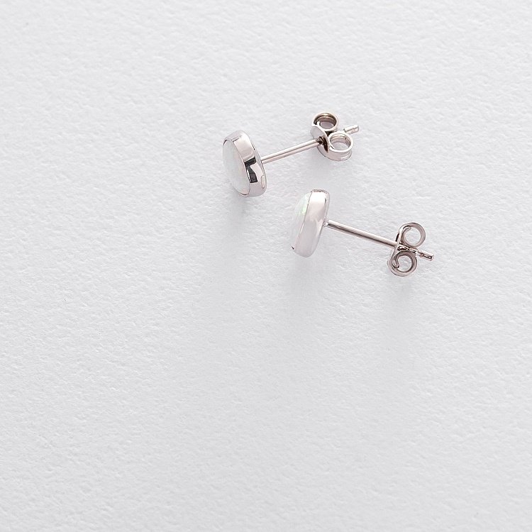 Золоті сережки-пусети "Сяйво" (синт. опал) 5 мм с05476 від ювелірного магазину Онікс - 1