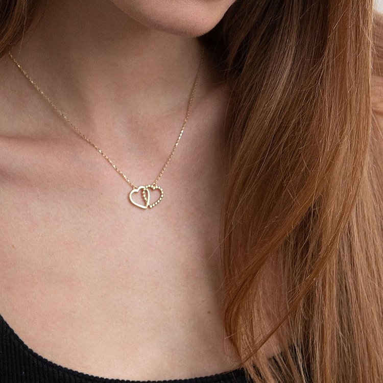 Кольє "Закохані серця" в жовтому золоті кол01988 від ювелірного магазину Онікс - 5