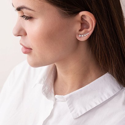 Серьги - клаймберы "Звездочки" в серебре 123026 №7