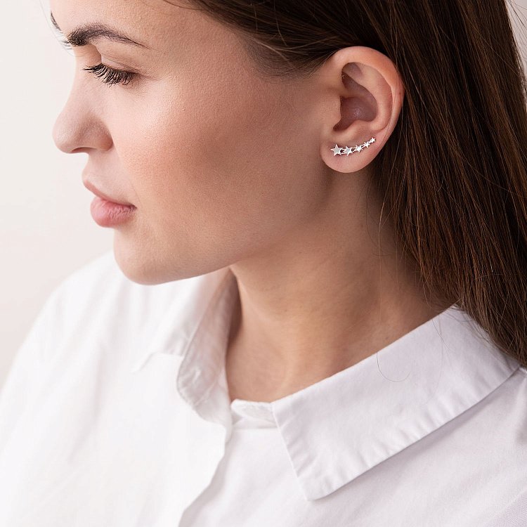 Серьги - клаймберы "Звездочки" в серебре 123026 от ювелирного магазина Оникс - 6