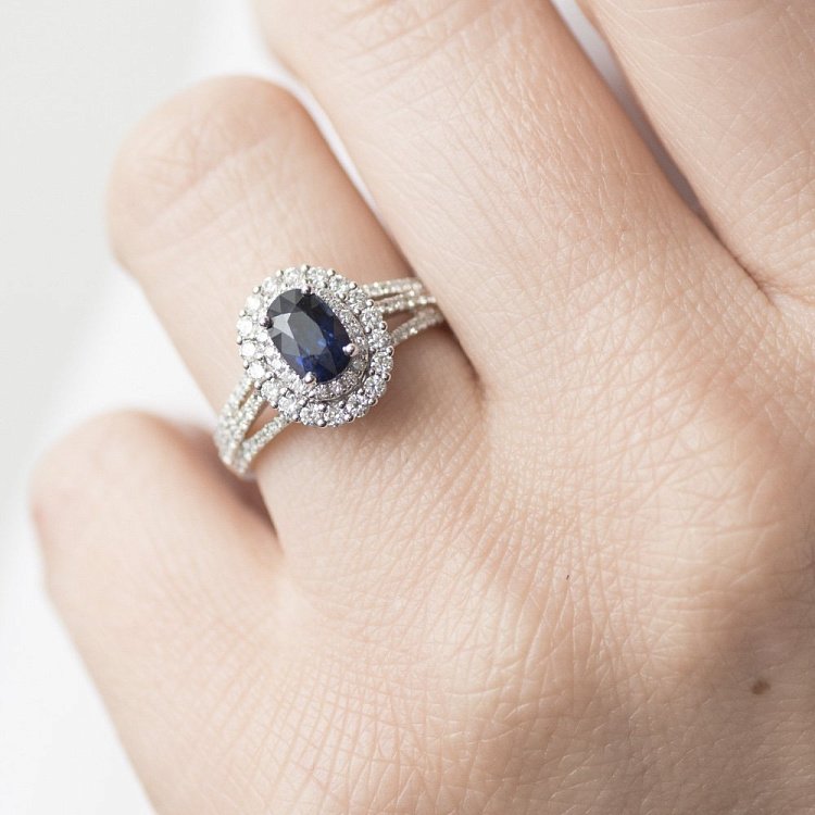 Золота заручальна каблучка (сапфір, діамант) к351ri від ювелірного магазину Онікс - 4