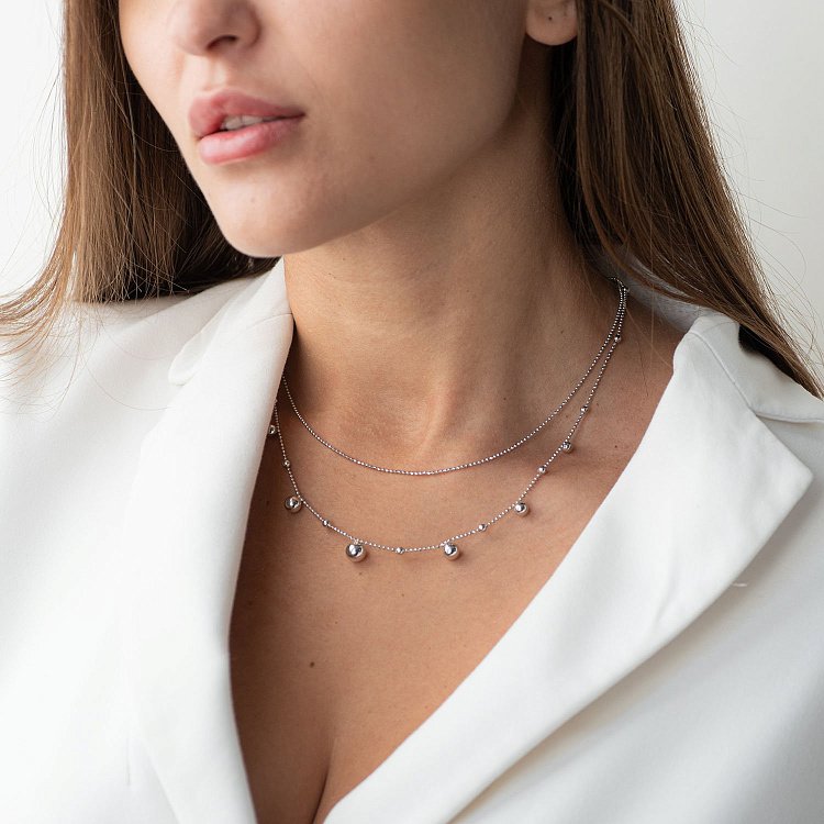 Подвійне срібне кольє "Кульки" 181083 від ювелірного магазину Онікс - 5