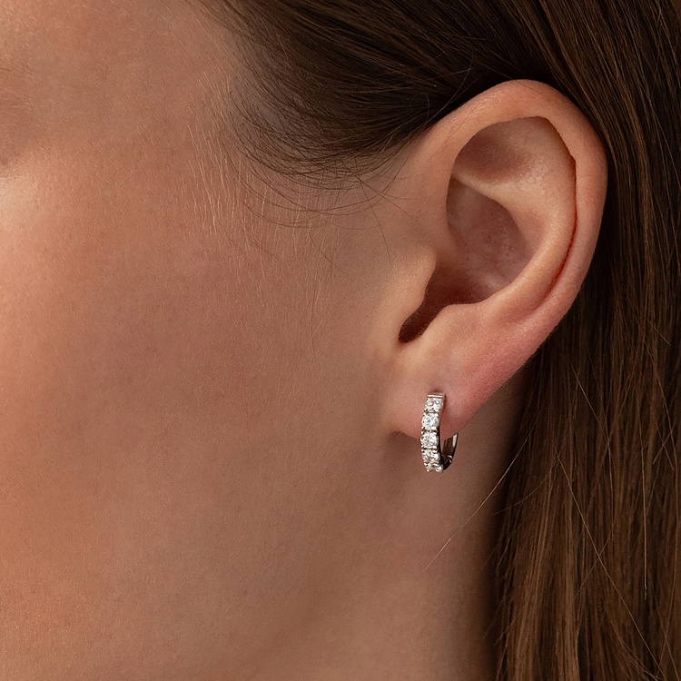 Сережки - кільця "Tracy" з фіанітами (біле золото) с09188 від ювелірного магазину Онікс - 4