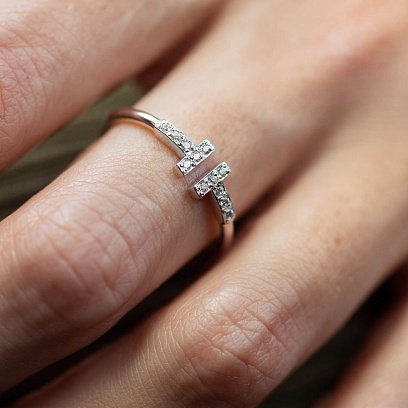 Кольцо "Tina" в белом золоте (фианиты) к05836 №4